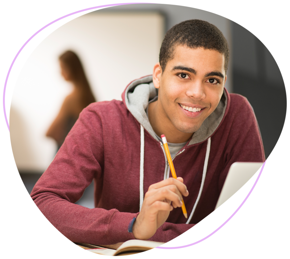 Student learning at desk