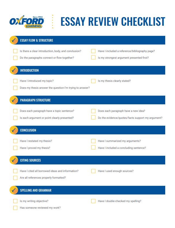 Essay Review Checklist